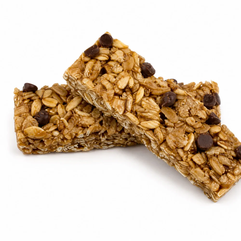 No Nuts! Chewy bars, wrapped and unwrapped, stacked